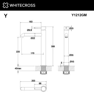 Смеситель для умывальника Whitecross (Вайткросс) Y Y1212GM оружейная сталь