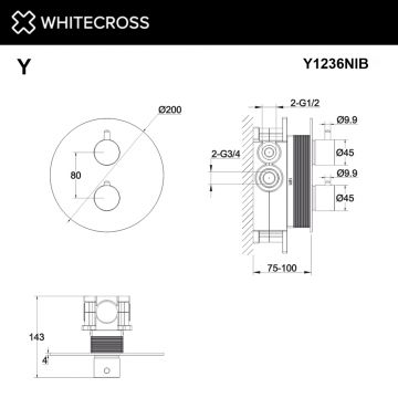 Смеситель термостатический для душа скрытого монтажа WHITECROSS Y Y1236NIB брашированный никель