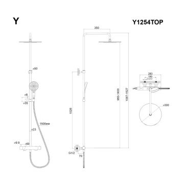 Термостатическая душевая система наружного монтажа Whitecross (Вайткросс) Y Y1254TOPCR хром