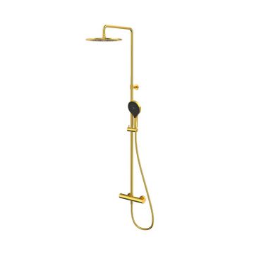 Термостатическая душевая система наружного монтажа Whitecross (Вайткросс) Y Y1254TOPGLB брашированное золото