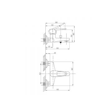 Смеситель для ванны с душем Fauzt (Фауцт) FZs-840-126 тип См-ВОРНШлА, хром