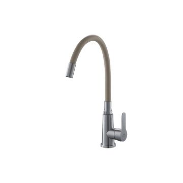 Смеситель для кухни с гибким изливом Fashun (Фашун) A54301-15, сатин/бежевый