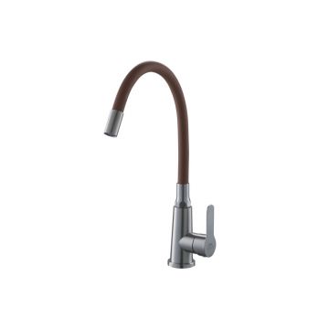 Смеситель для кухни с гибким изливом Fashun (Фашун) A54301-16, сатин/коричневый