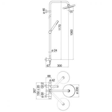 Душевая система Nobili (Нобили) Live термостатическая, верхний душ 20 см, матовый белый LV00030/50WM