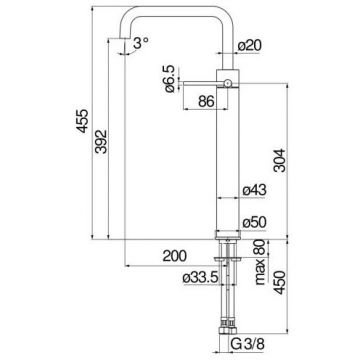 Смеситель для раковины Nobili (Нобили) Velis, без донного клапана 392, глянцевый черный VE125128/3FLP