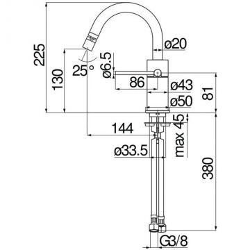 Смеситель для биде Nobili (Нобили) Velis без донного клапана, глянцевый черный VE125139/3FLP