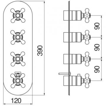 Смеситель для душа Nobili (Нобили) Grazia термостатический на 4 потребителя (внешняя часть) ,бронза GRC5104BR