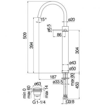 Смеситель для раковины Nobili (Нобили) Velis высокий 394, красное золото VE125148/2RCP