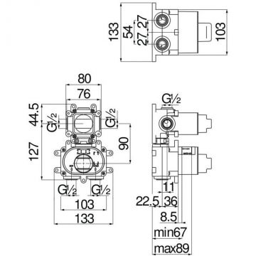 Смеситель для душа Nobili (Нобили) Rubinetterie термостатический (скрытая часть) WE00102