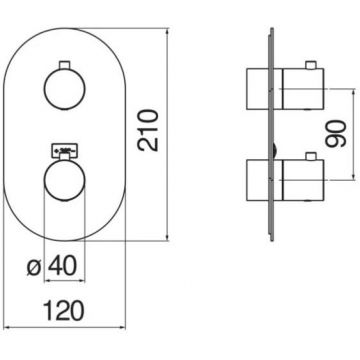 Смеситель для ванны Nobili (Нобили) Live термостатический (внешняя часть) , глянцевый черный WE00102/TFLP