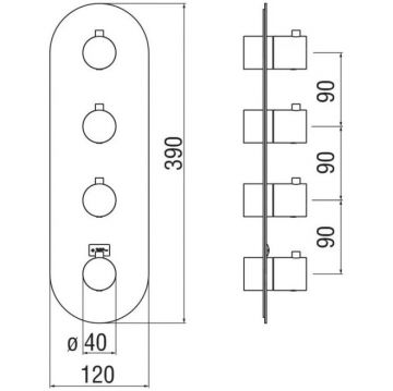 Смеситель для душа Nobili (Нобили) Live термостатический 3 выхода (внешняя часть) , матовый белый WE00103/TWM