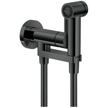 Комплект для гигиенического душа Nobili (Нобили) встроенный (Смеситель + гигиеническая лейка + шланг) , глянцевый черный AV00600FLP