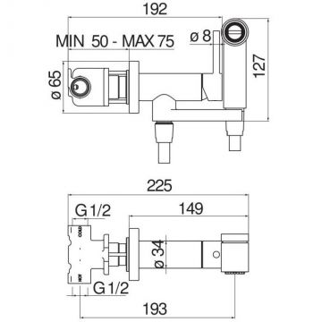 Комплект для гигиенического душа Nobili (Нобили) встроенный (Смеситель + гигиеническая лейка + шланг) , шлифованный хром AV00600IX