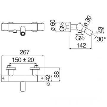 Смеситель для ванны Nobili (Нобили) Velis, термостатический, глянцевый черный VE125010/1FLP