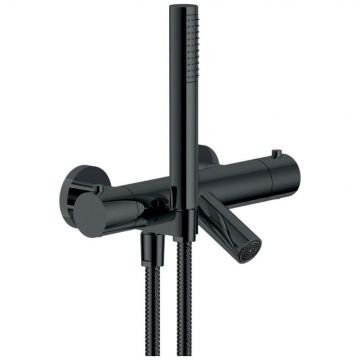 Смеситель для ванны Nobili (Нобили) Velis, термостатический с ручным душем и шлангом 150 см, глянцевый черный VE125010/2FLP