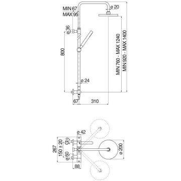 Душевая система Nobili (Нобили) Velis термостатическая, верхний душ 20 см, хром VE125030/50CR