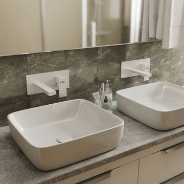 Смеситель для раковины DK (ДК) Bayern.Liszt DA1514408 встраиваемый настенный, матовый белый