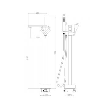 Напольный смеситель для ванны с душем DK (ДК) Bayern.Liszt графит DA1516006 серый графит