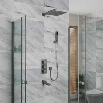 Душевая система для ванны и душа DK (ДК) Bayern.Liszt DA2515606A04 встраиваемая термостатическая с изливом, серый графит