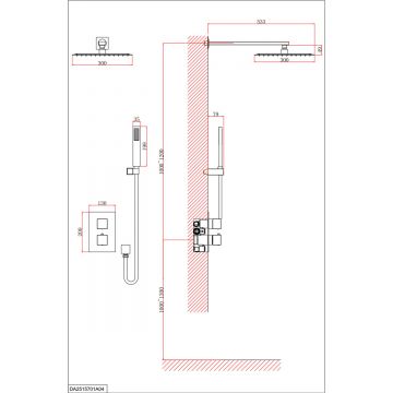 Душевая система для душа DK (ДК) Bayern.Liszt DA2515706A04 встраиваемая термостатическая, серый графит