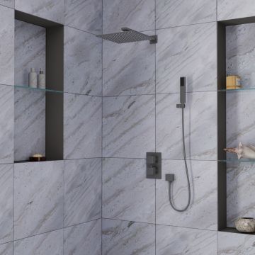 Душевая система для душа DK (ДК) Bayern.Liszt DA2515706A04 встраиваемая термостатическая, серый графит
