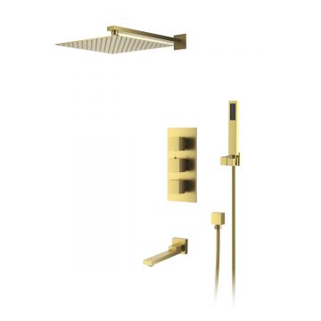 Душевая система для ванны и душа DK (ДК) Bayern.Liszt DA2515607A04 встраиваемая термостатическая с изливом, матовое золото