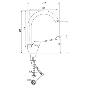 Смеситель Славен (Slaven) для кухни локтевой Хирург Х (СЛ-ОД-Х22) хром
