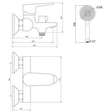 Смеситель Славен (Slaven) для ванны с коротким изливом (СЛ-ОД-З30) хром