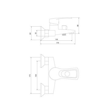 Смеситель Славен (Slaven) для ванны с коротким литым изливом (СЛ-ОД-Ц33) хром