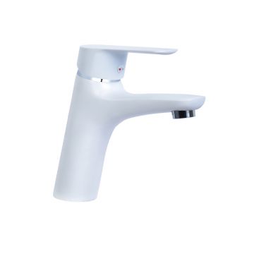 Смеситель Славен (Slaven) для умывальника с литым изливом, белый (СЛ-ОД-Г1Б)