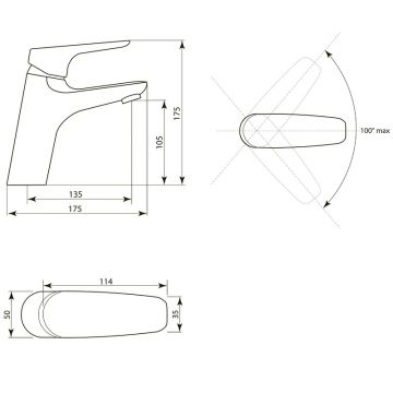 Смеситель Славен (Slaven) для умывальника с литым изливом, черный (СЛ-ОД-Г1Ч)