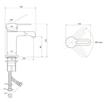 Смеситель Славен (Slaven) для умывальника с литым изливом, черный (СЛ-ОД-Т1Ч)