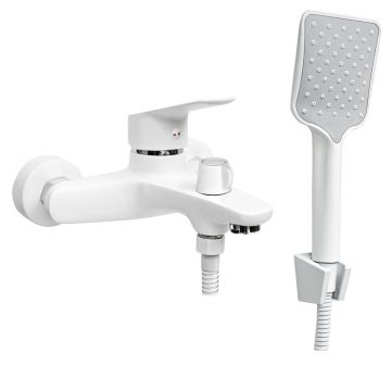 Смеситель для ванны Славен (Slaven) с коротким литым изливом, одноручный, белый, (СЛ-ОД-Г3Б)