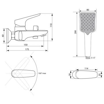 Смеситель для ванны Славен (Slaven) с коротким литым изливом, одноручный, черный, (СЛ-ОД-Г3Ч)