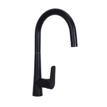 Смеситель для мойки Славен (Slaven) с высоким изливом, одноручный, черный, (СЛ-ОД-Г2Ч)