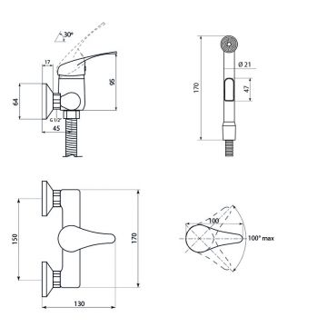 Смеситель Славен (Slaven) с гигиеническим душем Прораб П (СЛ-ОД-П51) хром