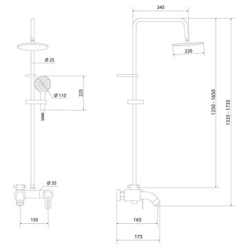 Душевая система Славен (Slaven) с изливом Город Т (СЛ-ОД-Т60) хром
