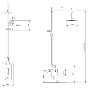 Душевая система Славен (Slaven) с изливом Сталь Ж (СЛ-ОД-Ж60) хром