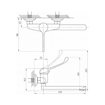 Смеситель локтевой ПСМ-Профсан (Profan) PSM-508-055 Медик настенный тип См-УмЛРНА, См-МЛРНА хром