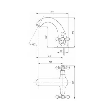 Смеситель для раковины ПСМ-Профсан (Profan) PSM-712-89 Стандарт-А тип См-УмДЦБА хром