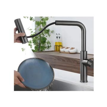 Смеситель для кухни ПСМ-Профсан (Profan) STEEL с выдвижной лейкой графит (PSM-308-96) графит