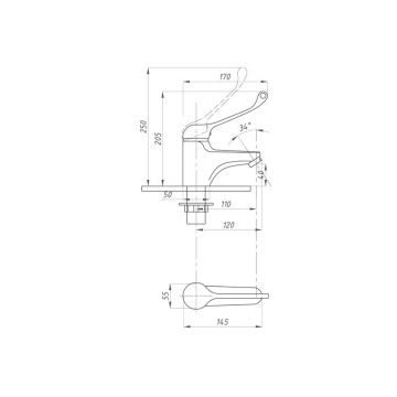 Смеситель для раковины хирургический локтевой ПСМ-Профсан Медик ПСМ-740-055 хром