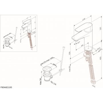Смеситель Am.Pm (Ам.Пм) для раковины с донным клапаном Gem F90A82100 хром