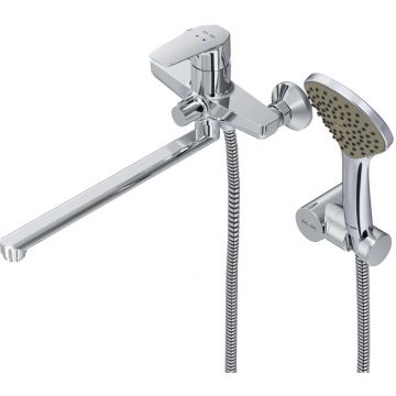 Смеситель Am.Pm (Ам.Пм) для ванны и душа с длинным изливом и душевым набором Gem F90A95000 хром