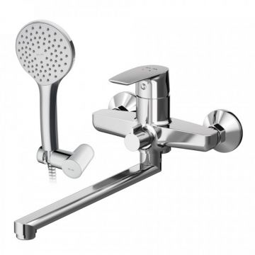 Смеситель Am.Pm (Ам.Пм) для ванны и душа с длинным изливом и душевым набором Gem F90A95000 хром