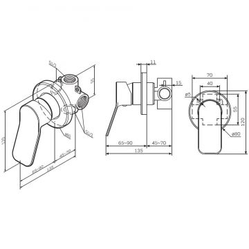 Смеситель для душа Am.Pm (Ам.Пм) X-Joy хром, монтируемый в стену, F85A65000