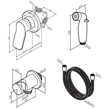 Гигиенический набор Am.Pm (Ам.Пм) X-Joy скрытый монтаж, смеситель для душа хром, F40H85A00