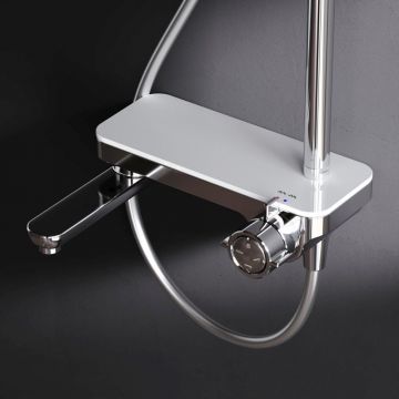 Душевая система Am.Pm (Ам.Пм) Like смеситель-полка, штанга 1030-1460 мм, верхний душ 220 мм, хром, F0780700