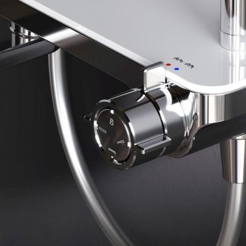 Душевая система Am.Pm (Ам.Пм) Like смеситель-полка, штанга 1030-1460 мм, верхний душ 220 мм, хром, F0780700