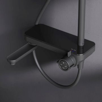 Душевая система Am.Pm (Ам.Пм) Like полка для ванны и душа штанга 1030-1460 мм, верхний душ 220 мм, F0780722